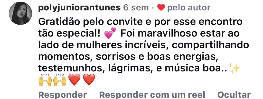 Depoimento real de participante 8